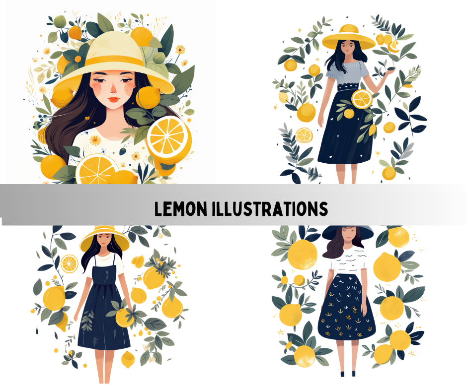 🍋 Introducing Our Zesty Lemon Illustration Bundle: Add a Splash of Sunshine to Your Creativity! 🍋